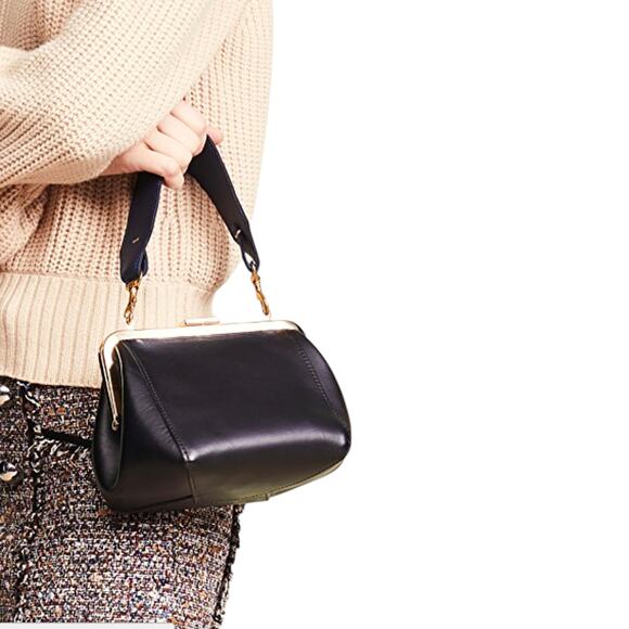 CLARE V. Le Box Bag Strap in Navy - Picture 2 of 8